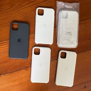 Apple iPhone 11 Silicone Cases - White (4) and Black (1)
